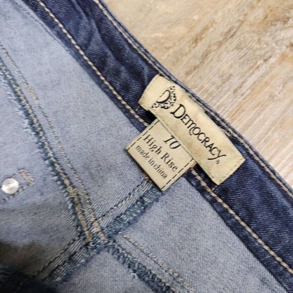 Democracy High Rise Raw Step Hem Skinny Ankle Jeans Blue Dark Wash Women's 10 - Picture 8 of 8